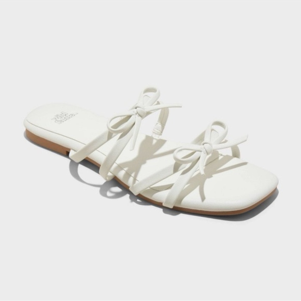 Women's Kristen Slide Sandals - Wild Fable White Size 6.5 bow sandal summer